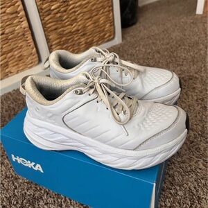 Hoka White and Gray Running Shoes